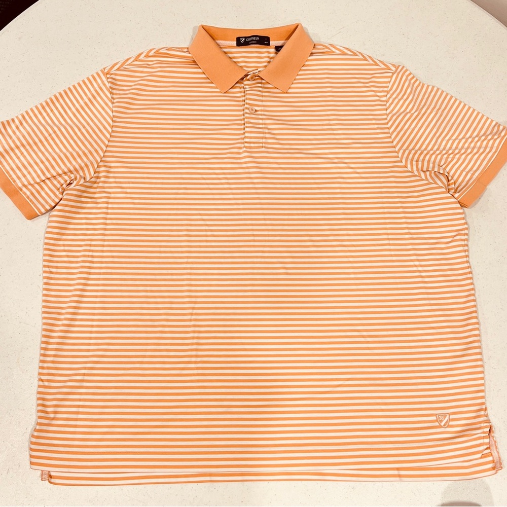 Daniel Cremieux Orange and White Striped Polo Shirt XL